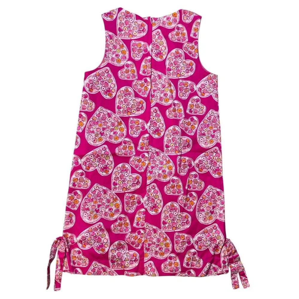 Lilly Pulitzer Girls Sugar Rushin Valentine's Heart Shift Dress Size 10 Lace - Picture 2 of 8